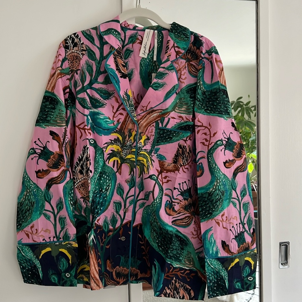 Botanical, bright long sleeve flannel top from Anthropologie in size M